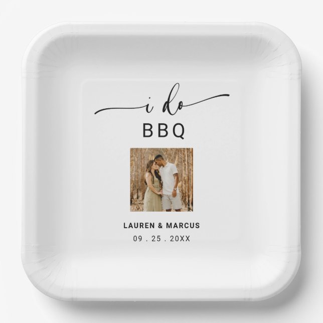 Elegant Rustic Photo I Do BBQ  Paper Plate (Front)