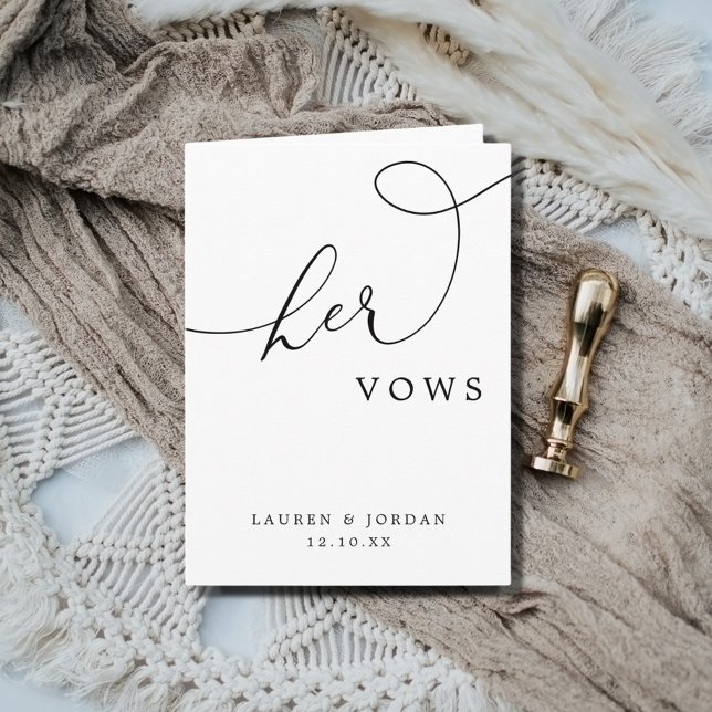 Elegant Rustic Photo Wedding Her Vows Card (Creator Uploaded)