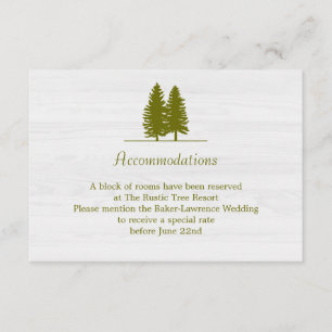 Elegant Rustic Pine Trees on White Wood Background Enclosure Card