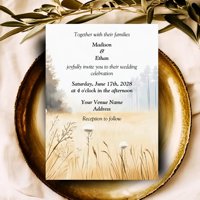 Elegant Rustic Pine Trees Wedding Invitation (Elegant Rustic Pine Trees Wedding Invitation)