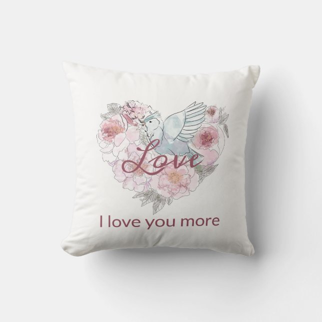 Elegant Rustic Pink Modern Chic Heart Script Throw Pillow (Front)