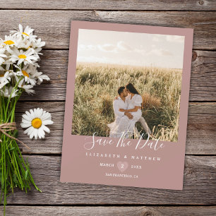 Elegant Rustic Pink Photo Wedding Save The Date