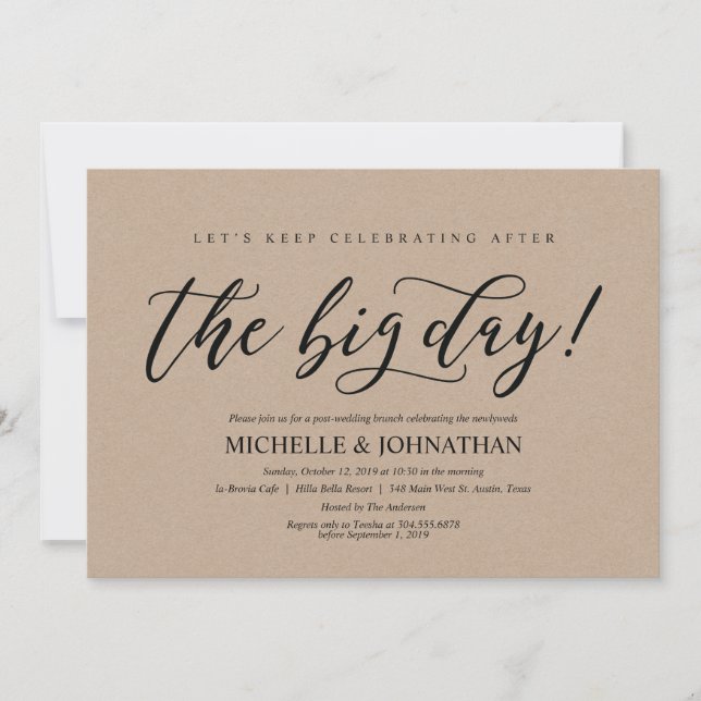 Elégant Rustic Post Mariage Brunch Invitation Card (Devant)