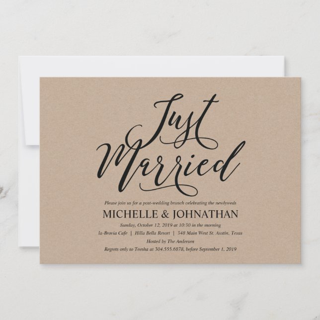 Elegant Rustic Post Wedding Brunch Invitation Card (Front)