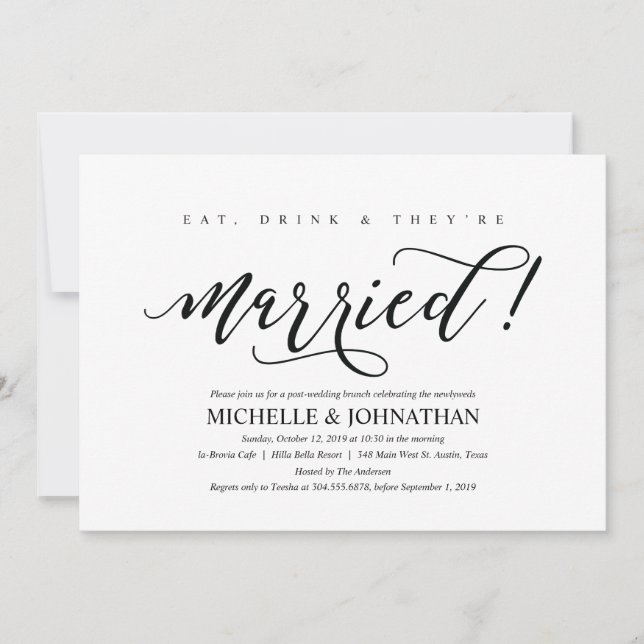 Elegant Rustic Post Wedding Brunch Invitation Card (Front)