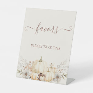Elegant Rustic Pumpkins Favour Pedestal Sign