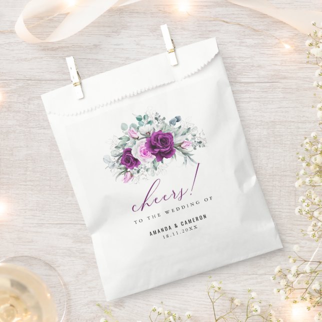 Elegant Rustic Purple Blush Geometric Wedding  Favour Bag (Clipped)