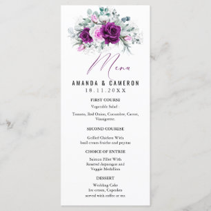 Elegant Rustic Purple Blush Geometric Wedding Menu
