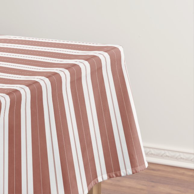 Elegant Rustic Red French Stripe Tablecloth (In Situ)