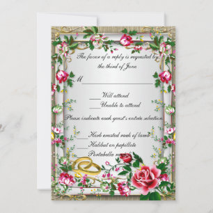 Elegant Rustic Red Roses Response Card