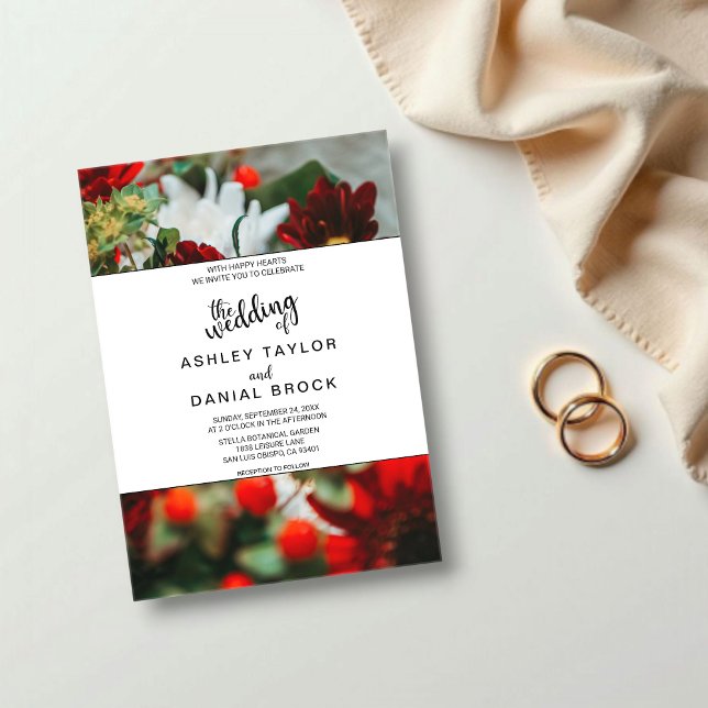Elegant Rustic Red Roses Summer Floral Wedding  Acrylic Invitations (Creator Uploaded)