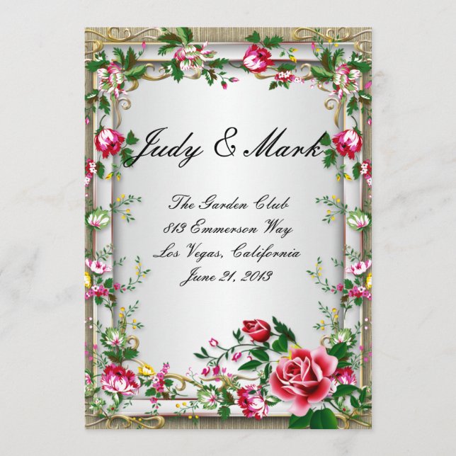 Elegant Rustic Red Roses Wedding Menu Card (Front)