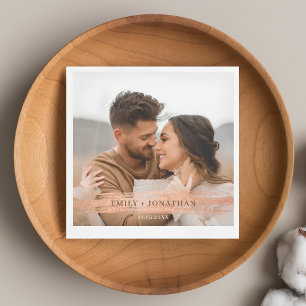 Elegant Rustic Rose Gold Custom Photo Wedding Napkin