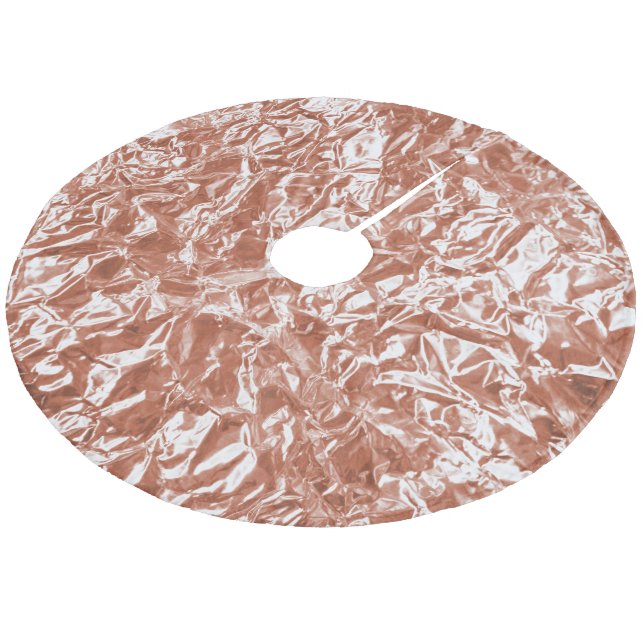 Elegant Rustic Rose Gold Shimmer Pattern Christmas Fleece Tree Skirt (Angled)