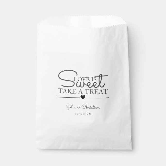 Elegant Rustic Script Love is Sweet Wedding Favour Bag (Front)