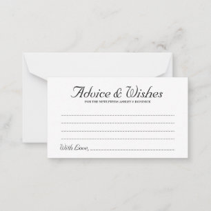 Elegant Rustic Script Wedding Advice & Wishes Card