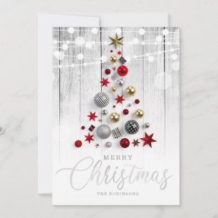 Elegant Rustic Silver Gold Christmas Tree Holiday 