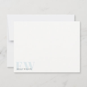 Elegant Rustic Simple Minimal Blue Name Monogram Card