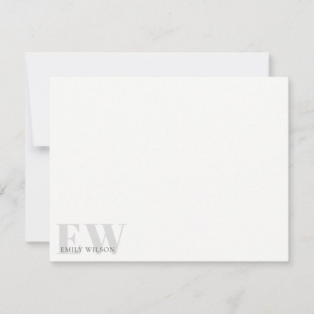 Elegant Rustic Simple Minimal Grey Name Monogram Card (Front)
