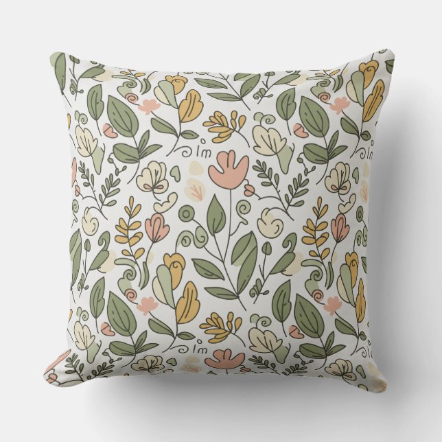 Elegant rustic spring foliage red throw pillow (Front)