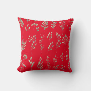Elegant rustic spring foliage red throw pillow