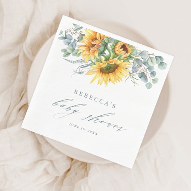 Elegant Rustic Sunflower Baby Shower Napkin (Creator Uploaded)