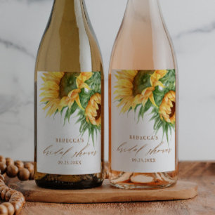 Elegant Rustic Sunflower Bridal Shower Favour  Wine Label