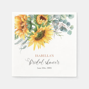 Elegant Rustic Sunflower Bridal Shower Napkin