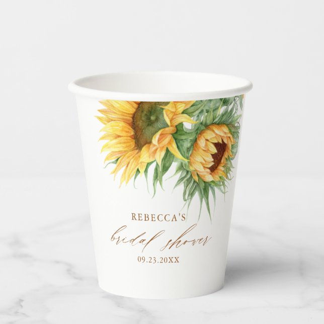 Elegant Rustic Sunflower Bridal Shower  Paper Cups (Front)