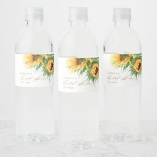 Elegant Rustic Sunflower Bridal Shower  Water Bottle Label