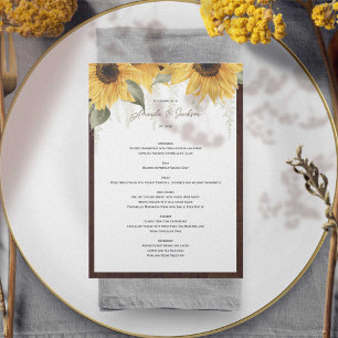 Elegant rustic Sunflower, Country wedding Menu