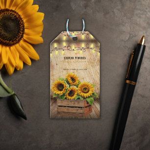Elegant Rustic Sunflower Crate Modern Baby Shower Gift Tags
