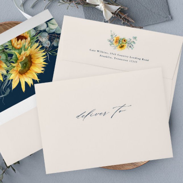 Elegant Rustic Sunflower Return Address Wedding Envelope (Elegant Rustic Sunflower Eucalyptus Wedding Envelope.)