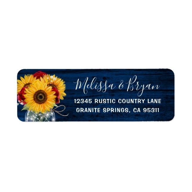 Elegant Rustic Sunflower Rose Return Address (Front)