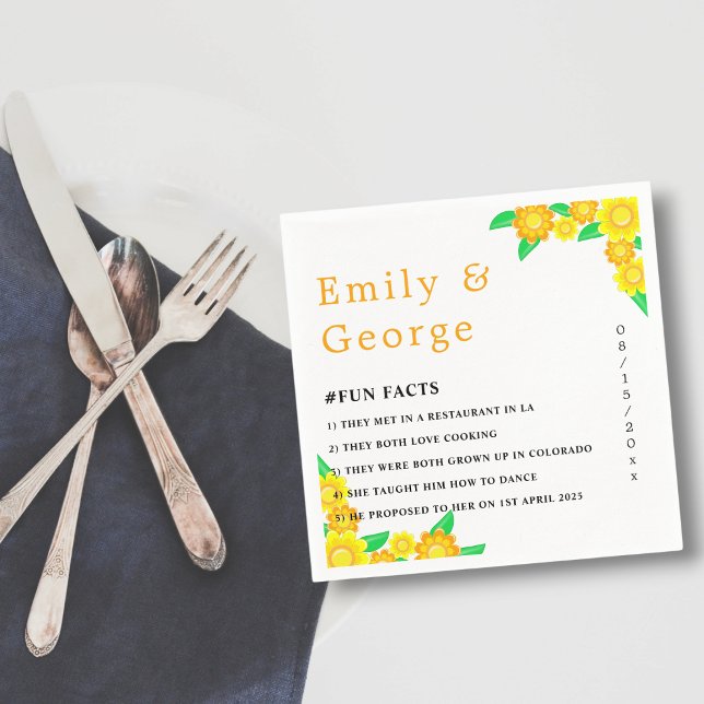 Elegant Rustic Sunflower Summer Floral Wedding Napkin (Creator Uploaded)