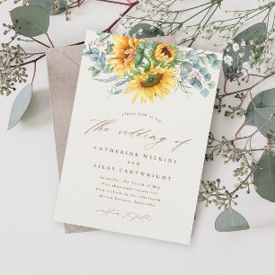 Elegant Rustic Sunflower Wedding Invitation