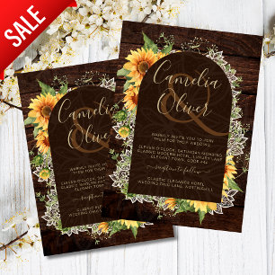 Elegant Rustic Sunflowers and Lace Wedding Invite Flyer