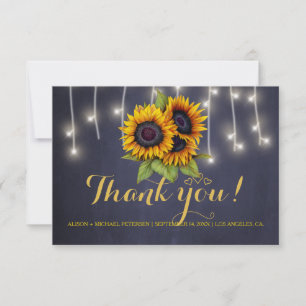 Elegant rustic sunflowers fall thank you wedding card