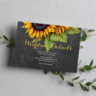 Elegant rustic sunflowers wedding guest details enclosure card