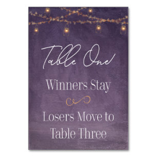 Elegant Rustic Tea Lights Purple Bunco Table One Number