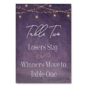 Elegant Rustic Tea Lights Purple Bunco Table Two Number