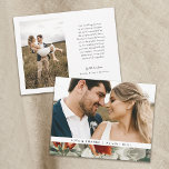 Elegant Rustic Terracotta Floral 2 Photo Wedding  Thank You Card<br><div class="desc">These beautiful wedding thank you photo cards feature a rustic painted floral design on the bottom of the card (apple blossoms) in red,  green,  and white over a burlap look background. The back contains another photo template and more text templates for further personalization.</div>