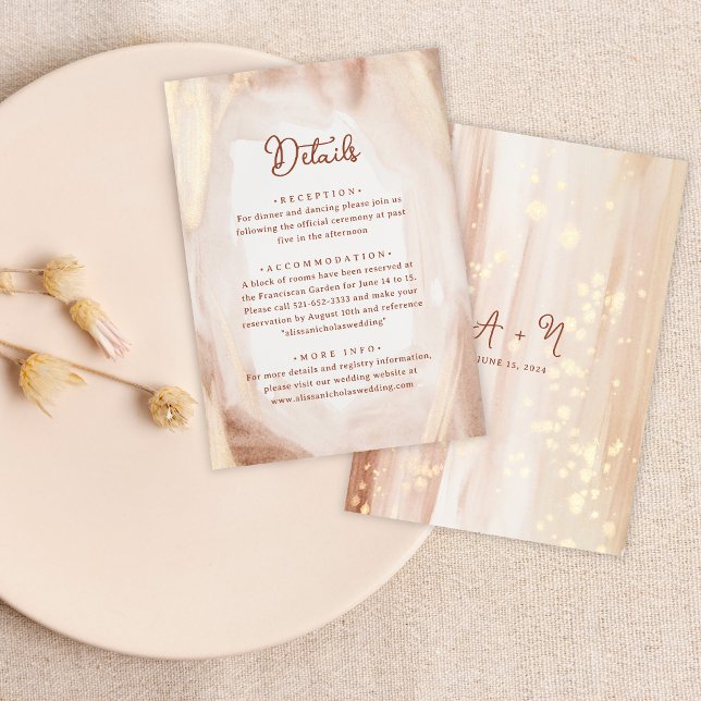 Elegant Rustic Terracotta Gold Monogram Wedding Enclosure Card (Creator Uploaded)