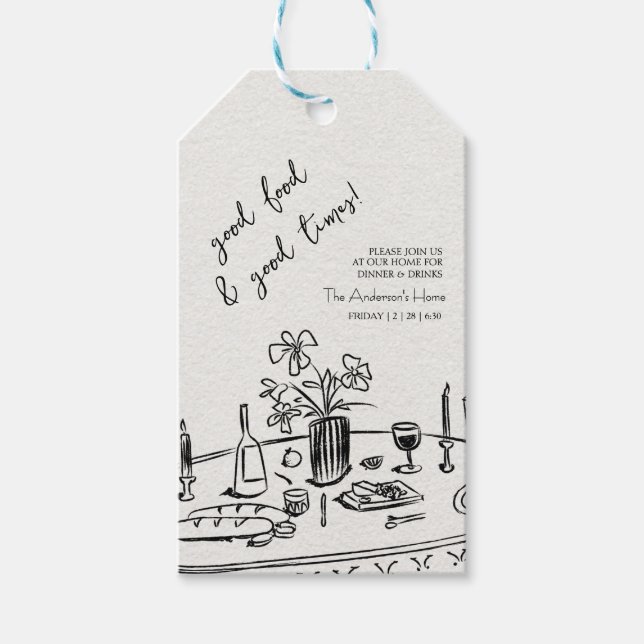 Elegant Rustic Thanksgiving Dinner Gift Tags (Front)