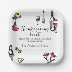 Elegant Rustic Thanksgiving Dinner Paper Plate
