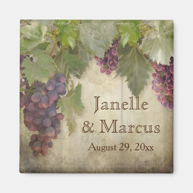 Elegant Rustic Vineyard Winery Fall Save the Date Magnet (Front)