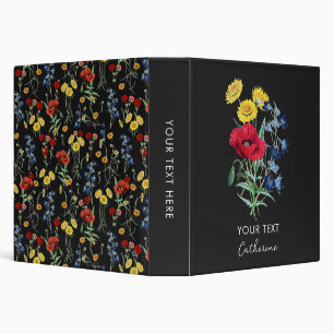 Elegant Rustic Vintage Poppy Daisy Wildflowers Binder