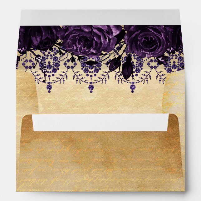 Elegant Rustic Vintage Purple Floral   Envelope (Back (Bottom))