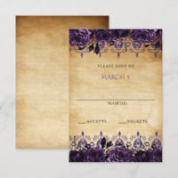 Elegant Rustic Vintage Purple Floral   