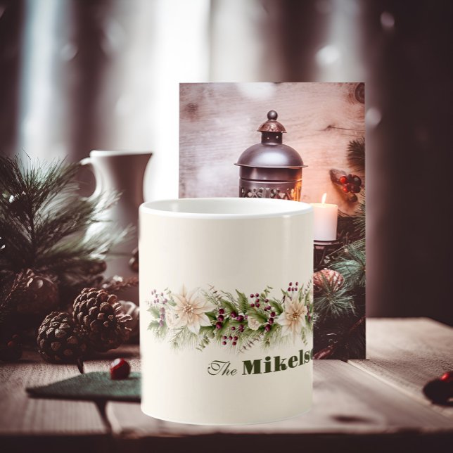 Elegant Rustic Watercolor Botanical Christmas Coffee Mug (Creator Uploaded)